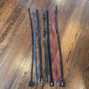 LOT 7 VTG Italian Leather Belts sz M TANNER Thin Medium Multi Colors EUC